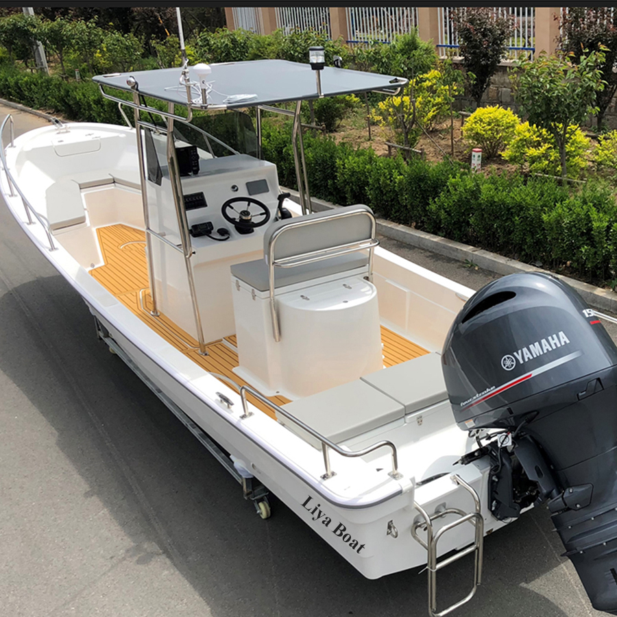 Liya 7.6m Cheap Fiberglass Fishing Boat Panga Ship With Centre Console For Sale