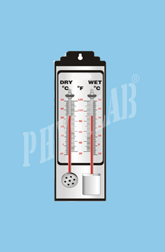 WET & DRY BULB HYGROMETER - Glass Construction, 10 to 50°C Range | Black and White Color, Weight: 500-1000 Grams, Includes Humidity Chart