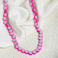 पिंक 6 एमएम ड्रैगन फ्रूट पॉलिमर क्ले फ़िमो बीड्स