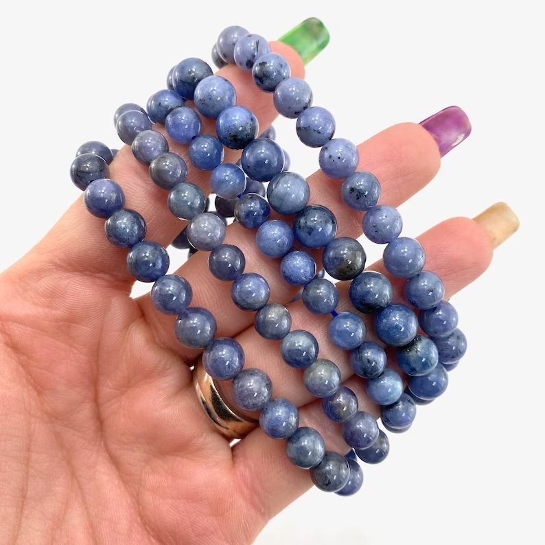 Tanzanite Bracelet - Natural Polished Round Tanzanite Gemstones | Adjustable Free Size Crystal Beaded Charm Jewelry For Chakra Healing