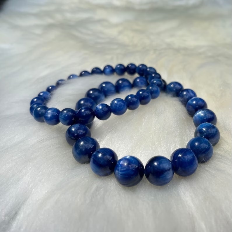 Tanzanite Bracelet - Natural Polished Round Tanzanite Gemstones | Adjustable Free Size Crystal Beaded Charm Jewelry For Chakra Healing