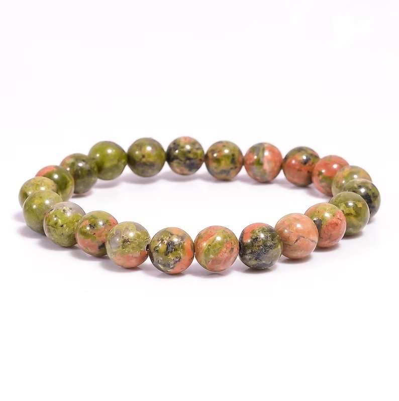 Unakite Bracelet - Shape: Round