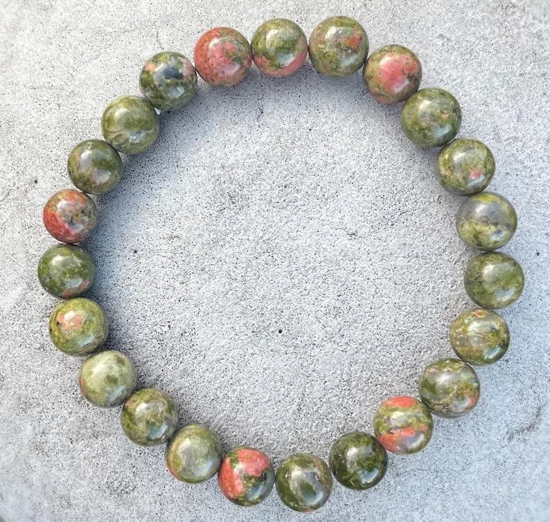 Unakite Bracelet - Shape: Round