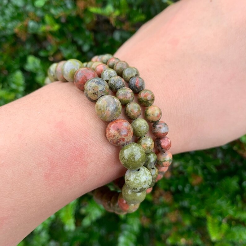Unakite Bracelet - Shape: Round