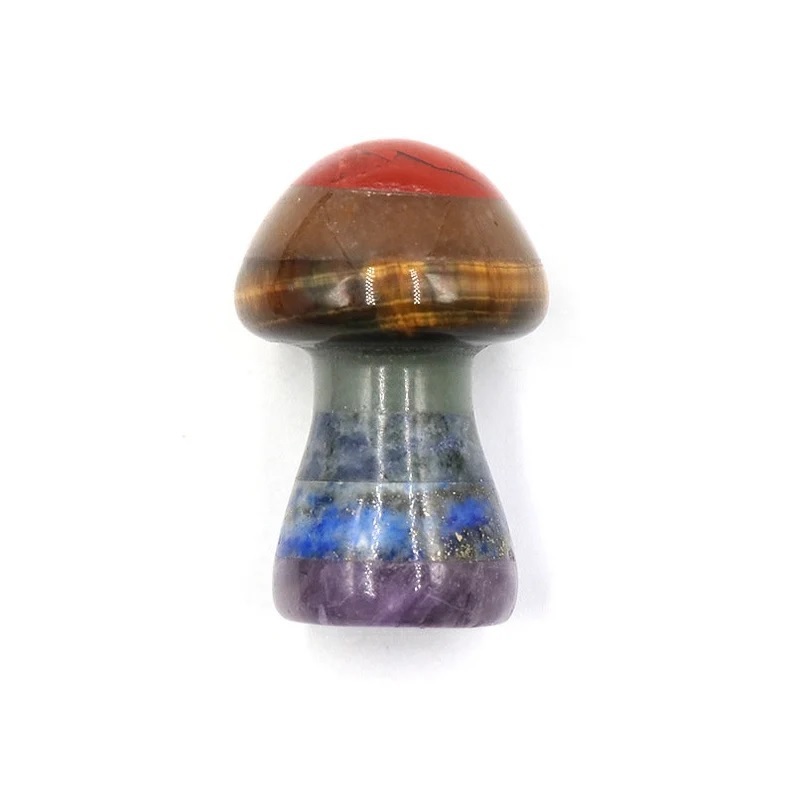 Seven Chakra Mushroom - Gemstone, 2.5 To 3 Inch Size, Multi Color | Handmade, Durable, Easy To Clean, Uv Resistant, Water Resistant