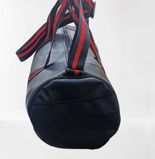 Gym Duffle Bag - Pu Material, 16.5 Inches Size, 25l Capacity, Matte Black | Strong Stitching, Adjustable Shoulder Strap, Double Zip Closure, High-quality Zippers, Easy Access