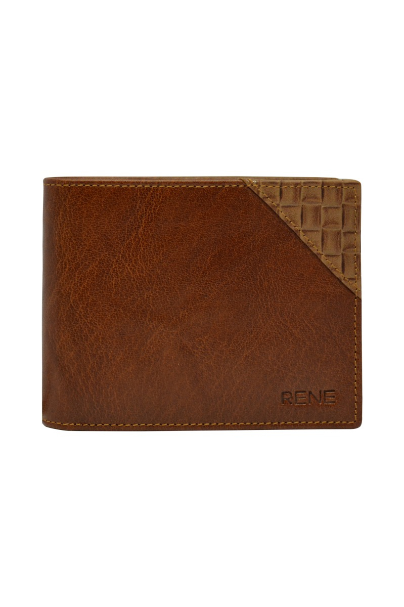 Genuine Leather Tan Combo Wallet Set - Dimensions: 12x2.5x9.4 Cm & 19.6x2.2x9.6 Cm | Features: Matching Stitching, Nickel & Golden Accessories, Gift Box With Rene Logo, Hard Board Box With Compartments, 1-year Warranty