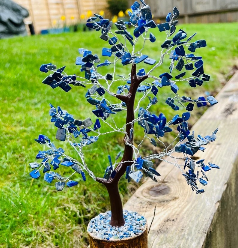 Lapis Lazuli Tree - Free Size 2.5 To 3 Inches | Handmade Multi-color Decorative Gemstone, Uv Resistant, Easy To Clean, Durable