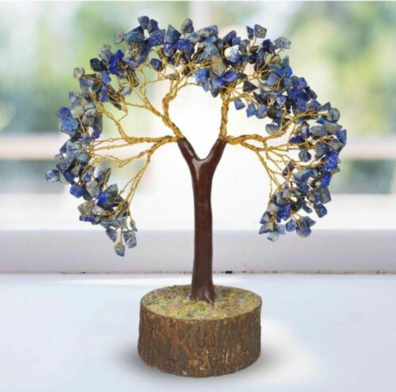 Lapis Lazuli Tree - Free Size 2.5 To 3 Inches | Handmade Multi-color Decorative Gemstone, Uv Resistant, Easy To Clean, Durable