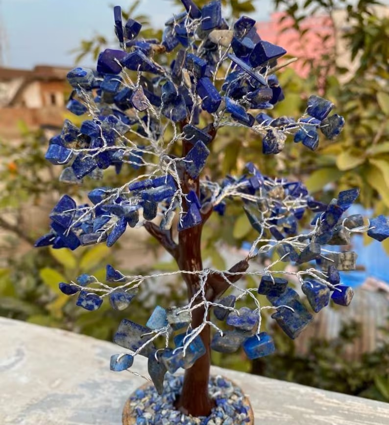 Lapis Lazuli Tree - Free Size 2.5 To 3 Inches | Handmade Multi-color Decorative Gemstone, Uv Resistant, Easy To Clean, Durable