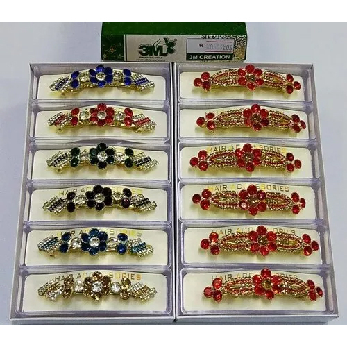 Fancy Hair Clips - Roll Stone Material, Multi Color | Elegant Hair Accessories For Women