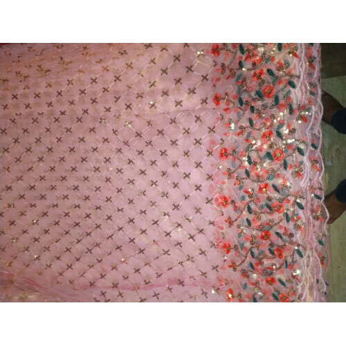 Net Fabrics Sequence Embroidery Work - Attributes: Washable