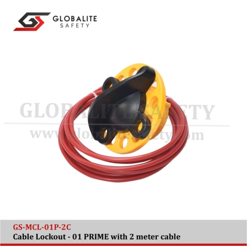 Globalite Safety Cable Lockout Prime - PVC Insulated, 2-Meter Steel Cable , Round Conductors with Red Color-Coded Connectors