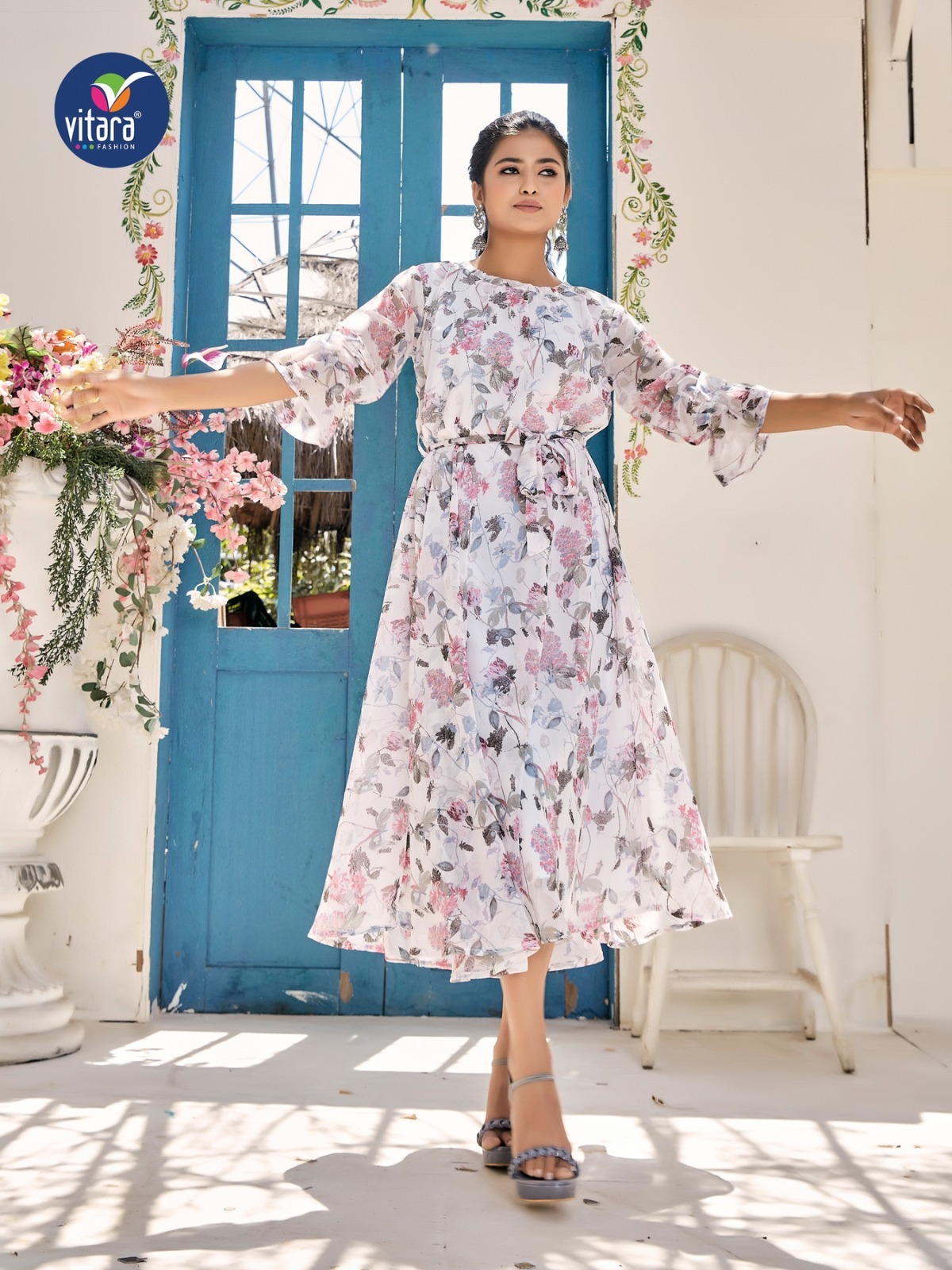 Jorjet Long Tunic - Georgia Fabric, Size M(38) To Xxl(44), Length 48 Inches | Exclusive Designer Print, Available In 4 Unique Designs