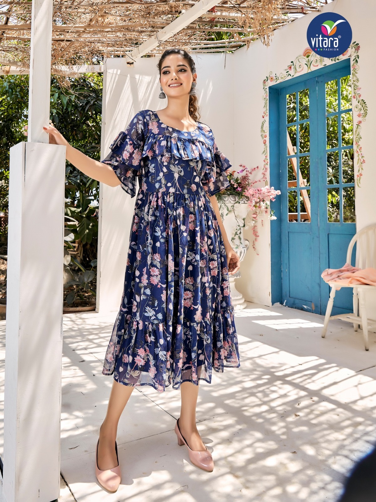 Jorjet Long Tunic - Georgia Fabric, Size M(38) To Xxl(44), Length 48 Inches | Exclusive Designer Print, Available In 4 Unique Designs