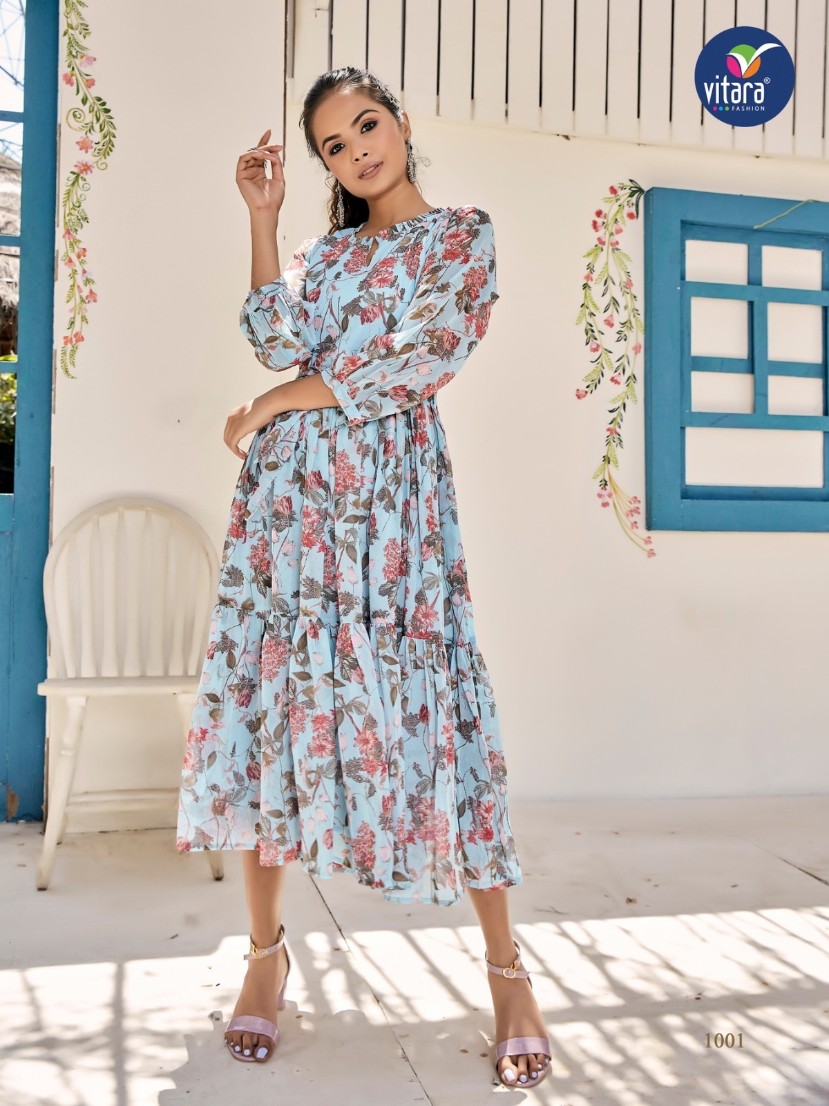 Jorjet Long Tunic - Georgia Fabric, Size M(38) To Xxl(44), Length 48 Inches | Exclusive Designer Print, Available In 4 Unique Designs