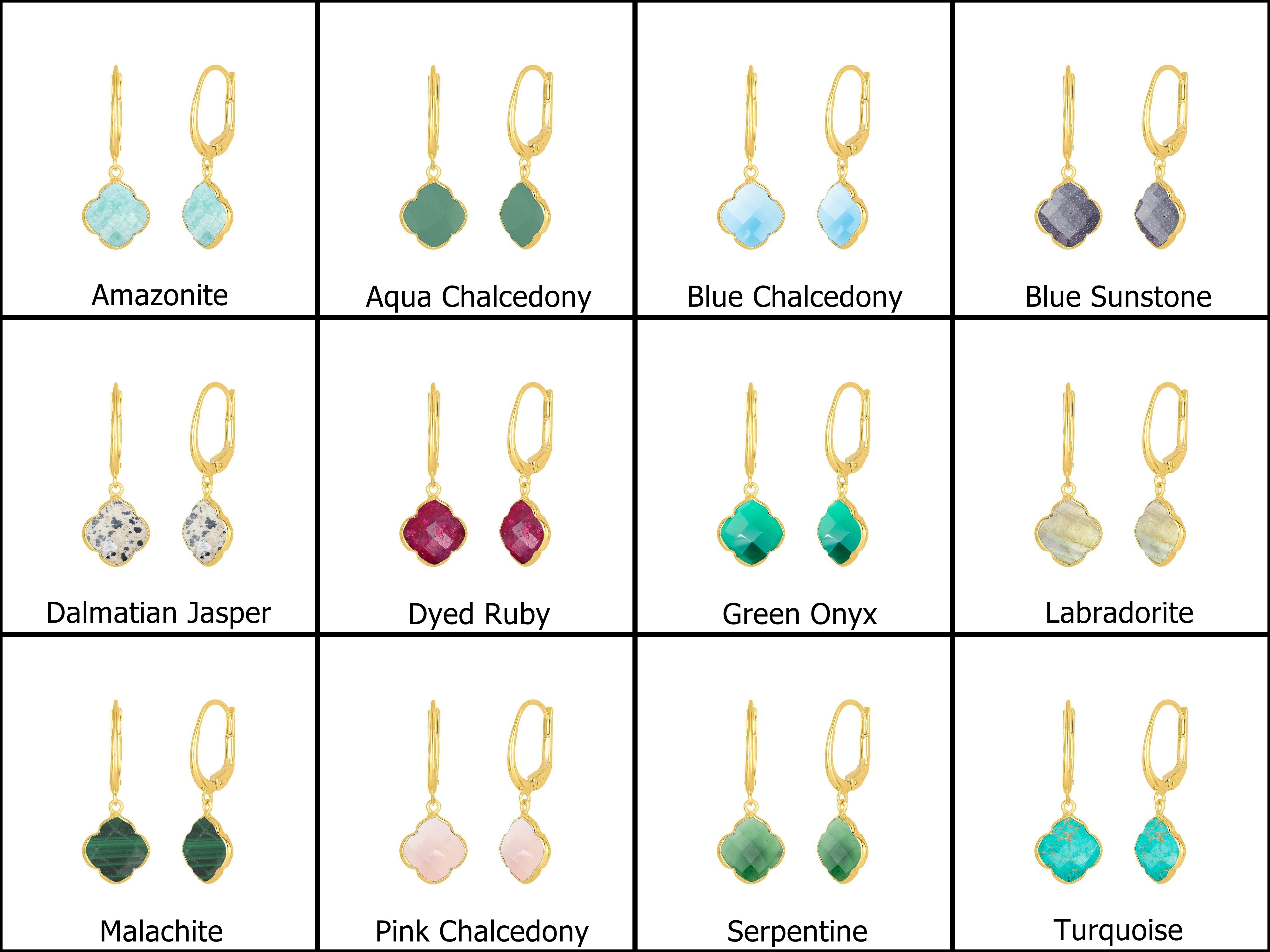 Lapis Lazuli Gemstone Hoop Earrings - 12mm Clover Shape Gold Vermeil Over Sterling Silver Crafted With Versatile Style Options