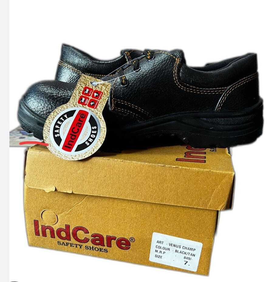 Safety Shoes - Pu Upper, Steel Toe, Size 6 To 12, Black | 900g, 1-year Warranty, Lace Style For Men