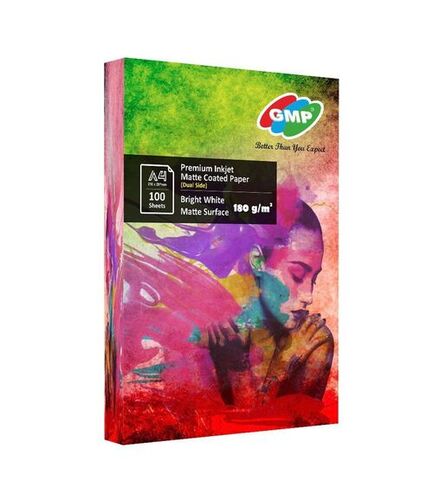 Inkjet Matte Coated Paper - 180gsm A4 Size (210mm x 297mm) | High Resolution, Instant Dry, Compatible with All Inkjet Printers