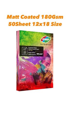 Inkjet Matte Coated Paper - 180gsm, 12x18 Inch, Super White | High Resolution, Instant Dry, Dual Side Printing