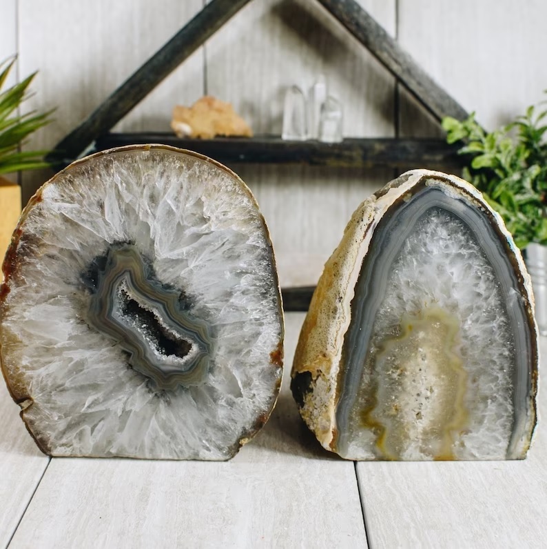 Blue Agate Geode Lamp Base Light