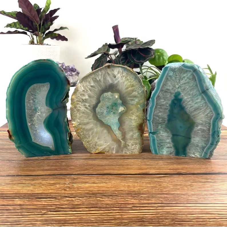 Blue Agate Geode Lamp Base Light