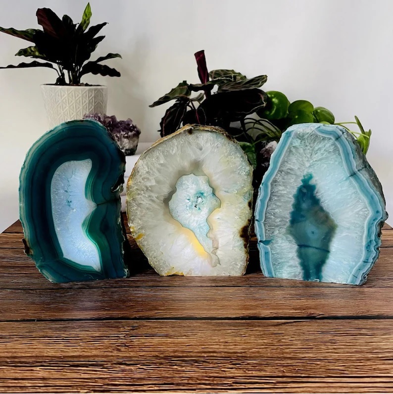 Blue Agate Geode Lamp Base Light