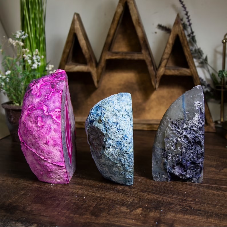 Blue Agate Geode Lamp Base Light
