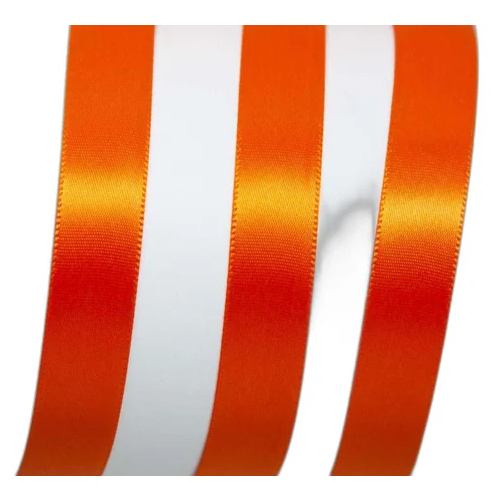20mm Polyester Plain Ribbon - 100% Polyester, 20mm Width | Reversible Design In Orange Or White, Ideal For Crafts And Decorations