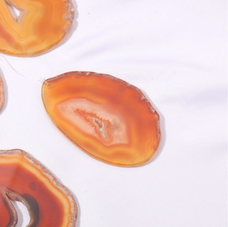 Agate Wind Chimes - Orange Polished Gemstone Slices 3 To 3.5 Inch | Handmade, Durable, Uv Resistant, Easy To Clean