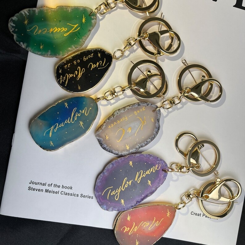 Agate Personalised Keyring - Color: Multi