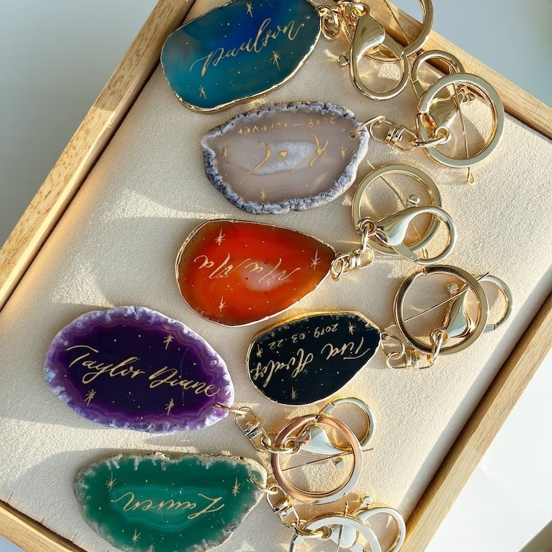 Agate Personalised Keyring - Color: Multi