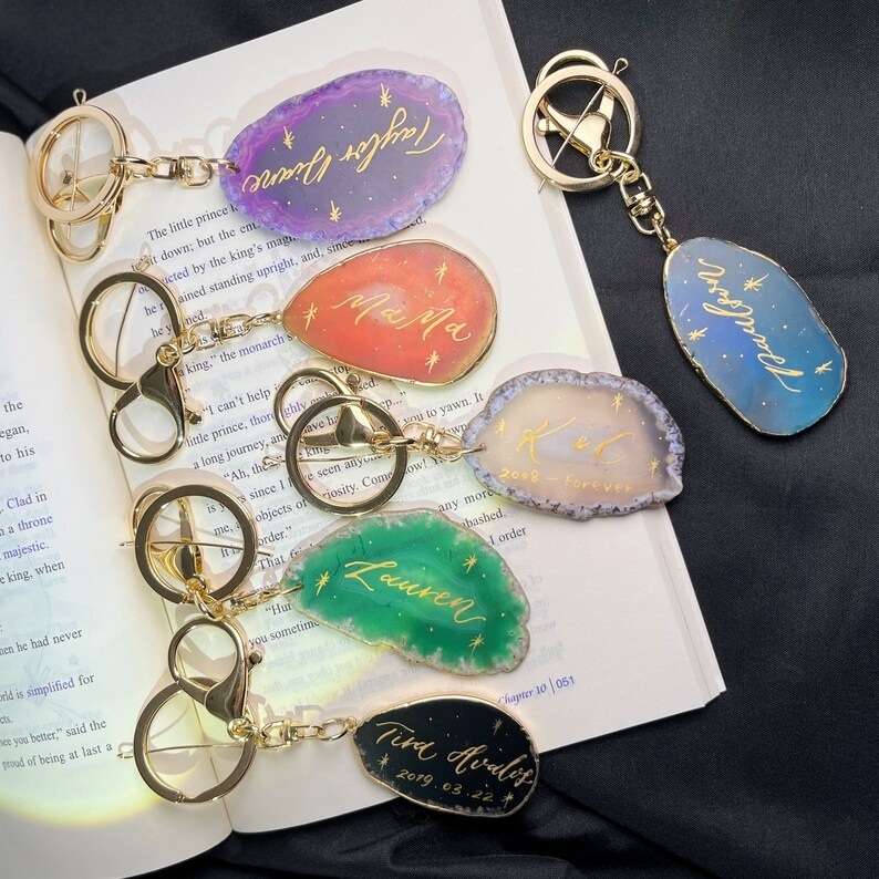 Agate Personalised Keyring - Color: Multi