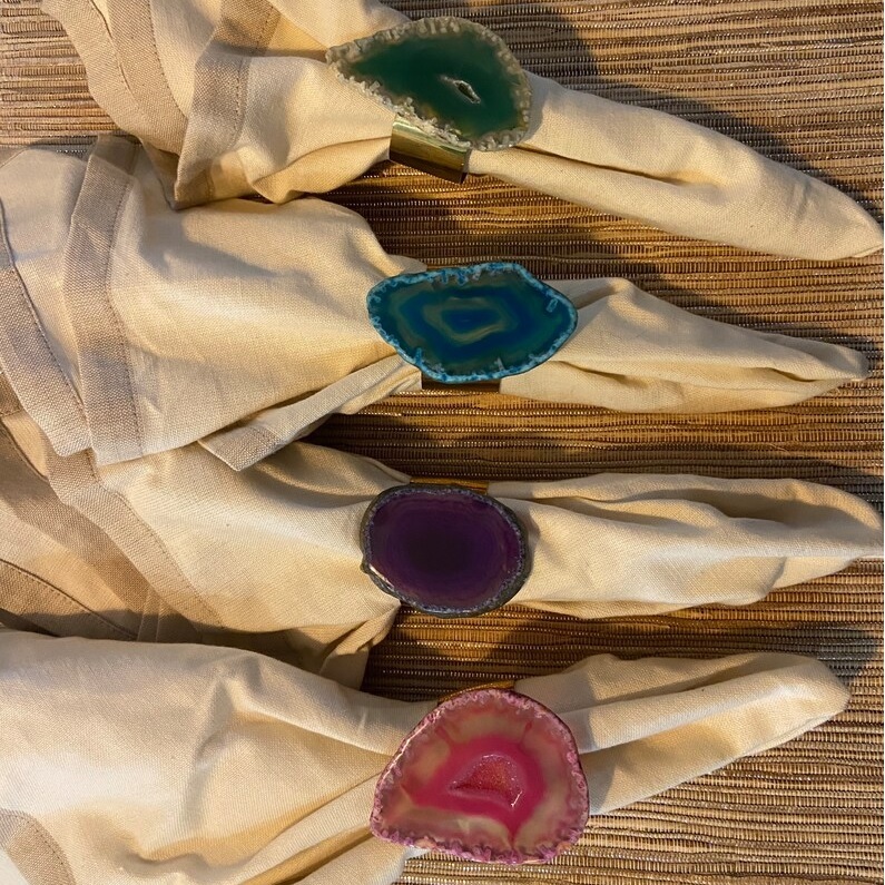 Agate Slice Napkin Rings - Color: Multi