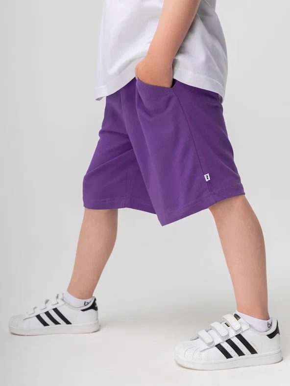 Shorts 8-77u - Cotton Blend, Multiple Sizes, Purple | Breathable, Comfortable, Elastic Waist, Loose Fit, Soft Fabric, Pockets