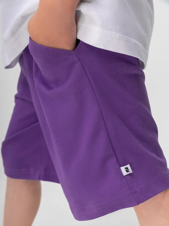 Shorts 8-77u - Cotton Blend, Multiple Sizes, Purple | Breathable, Comfortable, Elastic Waist, Loose Fit, Soft Fabric, Pockets