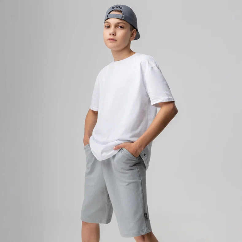 Shorts 39-11u - 92% Cotton, 8% Lycra, School Age Sizes, Gray Color | Unisex, Loose Style, Elastic Waist, Breathable Pockets, Durable Comfort