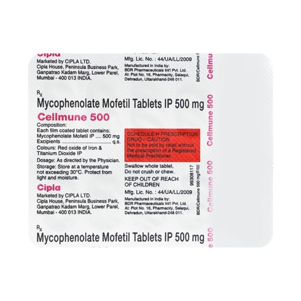 Cellmune 500mg Tablet - Mycophenolate Mofetil 500mg | Immunosuppressant For Organ Transplantation, Store Below 30â°c, Suitable For All