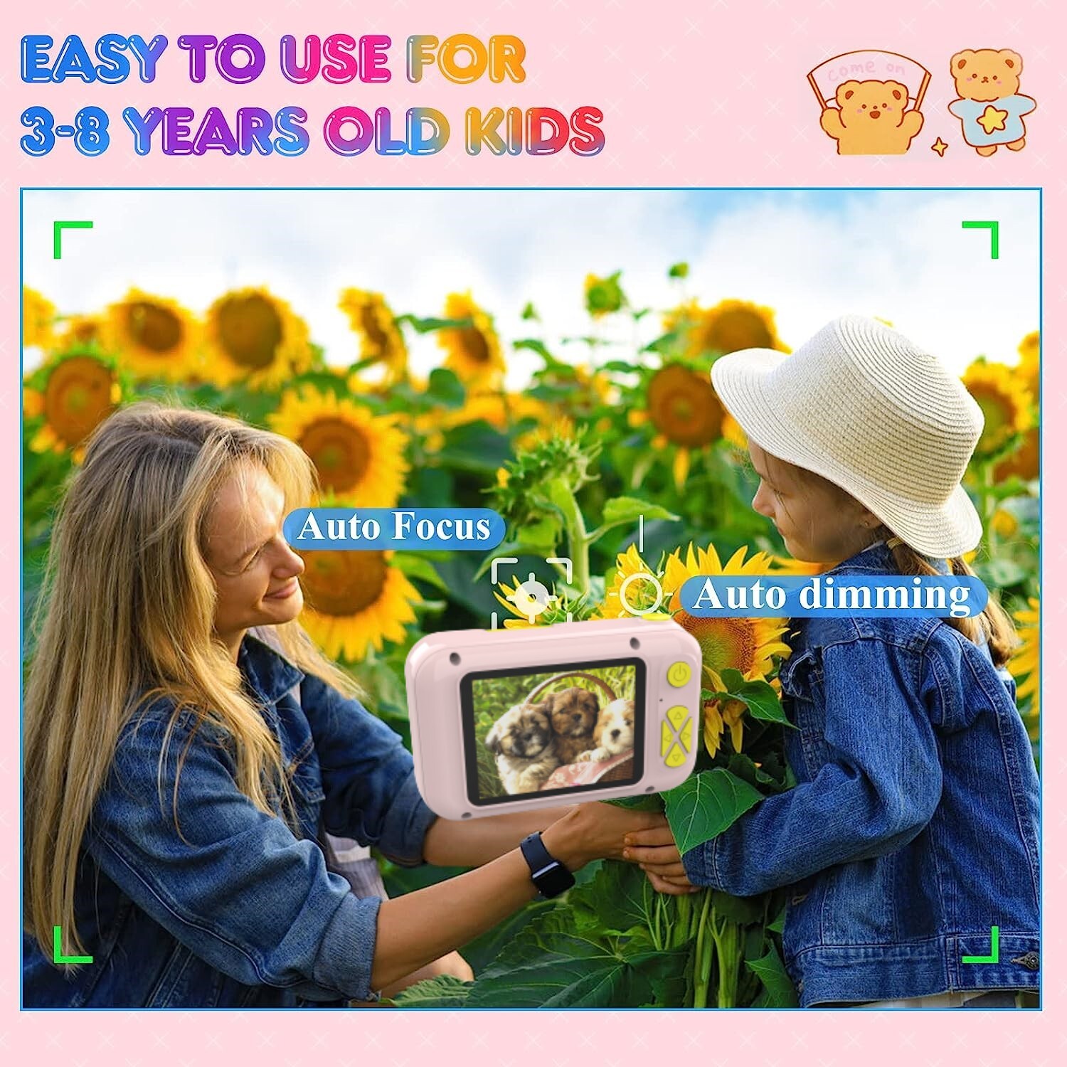Upgraded Real 1080p Kids Camera With Flip Up Lens For Selfie Video 2.4 In Screen Camera Toy