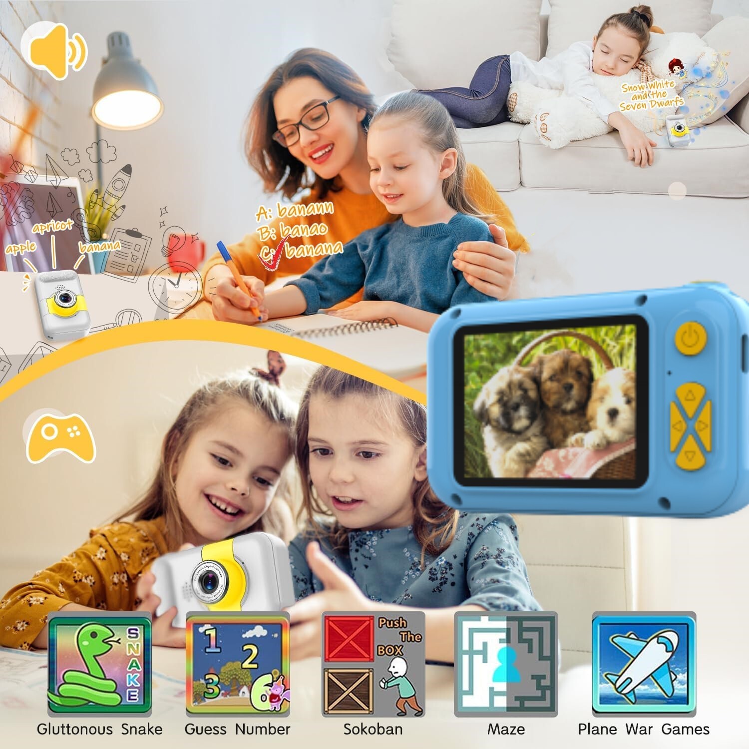 Upgraded Real 1080p Kids Camera With Flip Up Lens For Selfie Video 2.4 In Screen Camera Toy