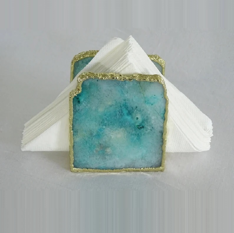 Aqua Agate Napkin Holder