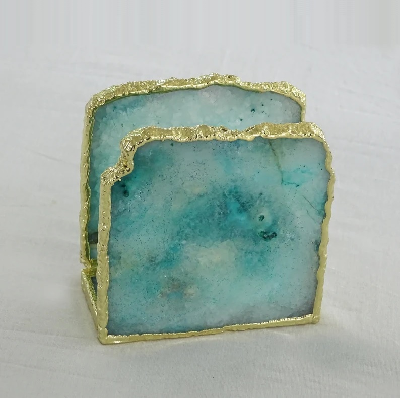 Aqua Agate Napkin Holder