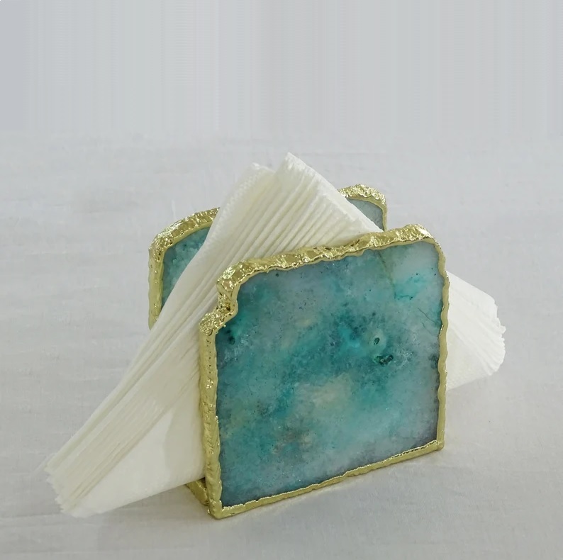 Aqua Agate Napkin Holder