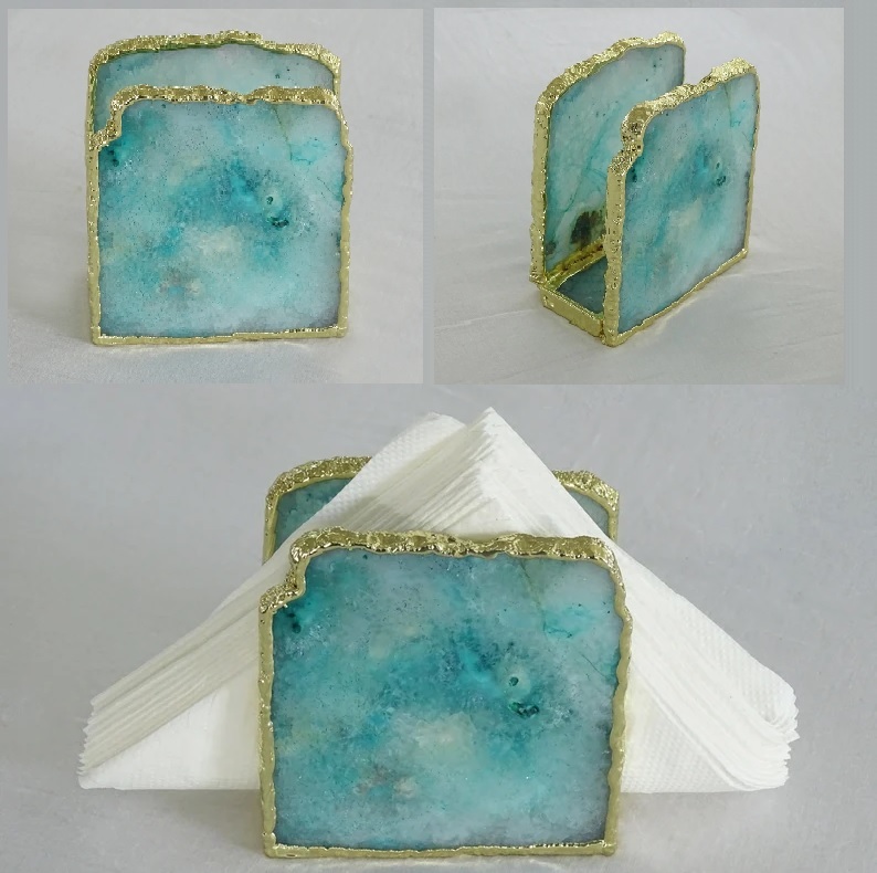 Aqua Agate Napkin Holder