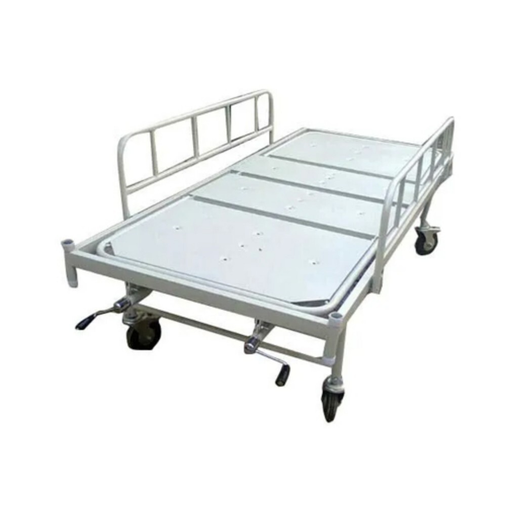Fowler Hospital Bed - Stainless Steel, Adjustable Headrest & Footrest, Portable Design, White Finish | High Functionality for Patient Comfort