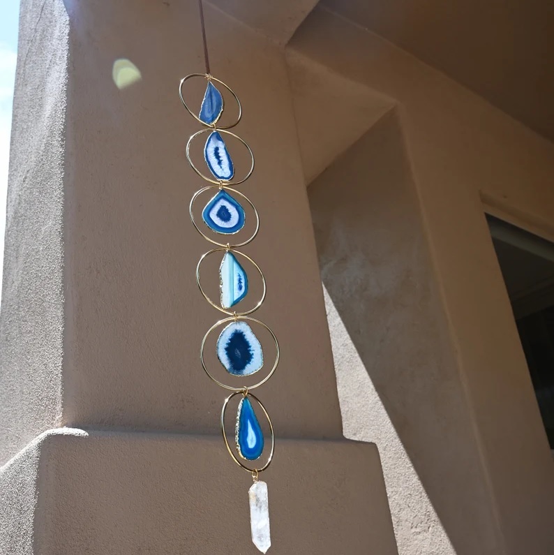 Blue Agate Gemstone Suncatcher - Feature: Durable