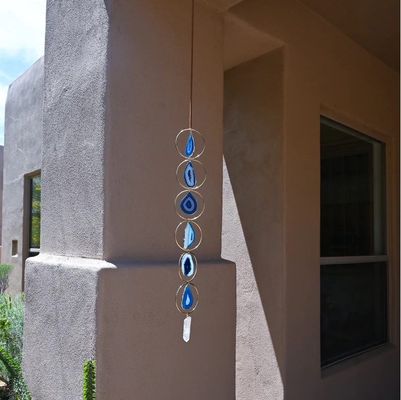 Blue Agate Gemstone Suncatcher - Feature: Durable