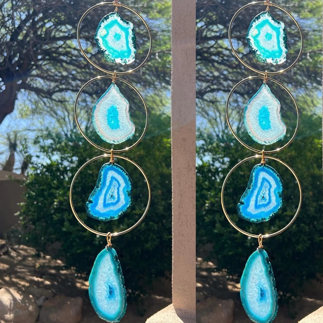 Blue Agate Gemstone Suncatcher - Feature: Durable