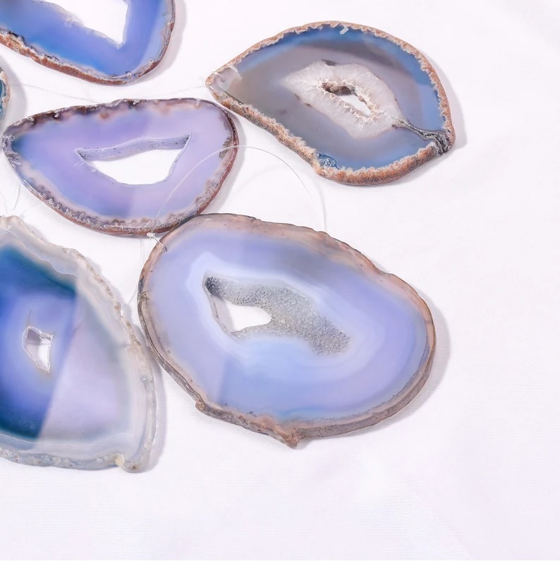 Blue Agate Slices Wind Chime - Color: Purple