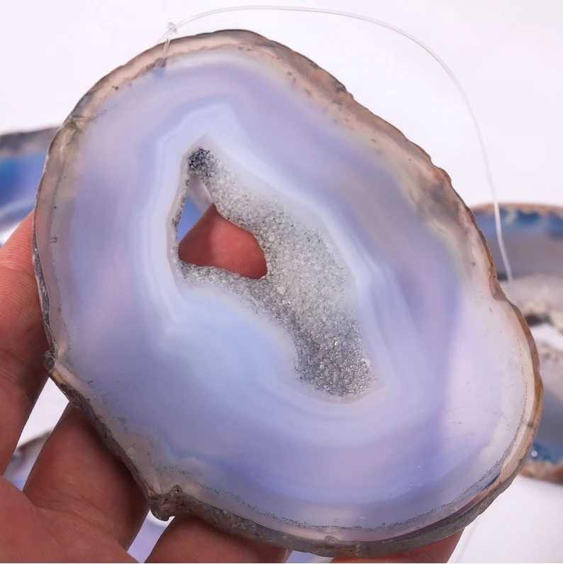 Blue Agate Slices Wind Chime - Color: Purple